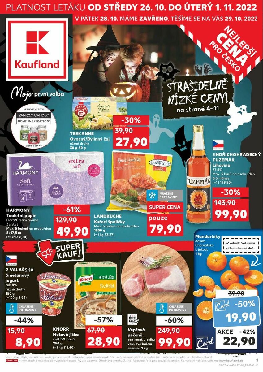 Kaufland Leták Akční leták, 26. 10. 2022 1. 11. 2022 oteviracidoba.cz